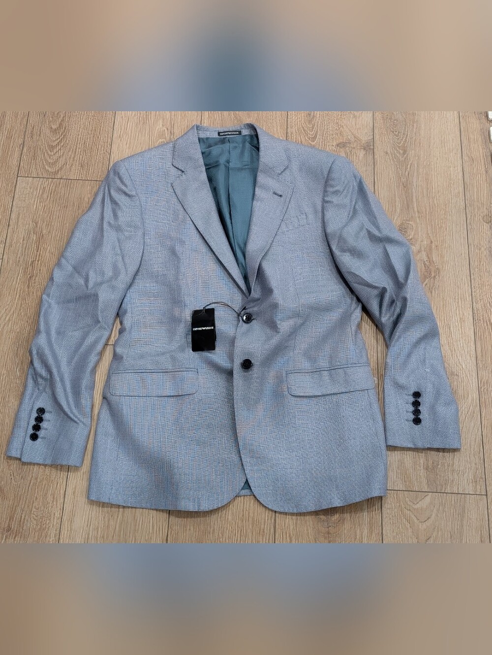 $1595 Mens EMPORIO ARMANI Textured Viscose/Silk Sport Coat Teal 48 US 38R